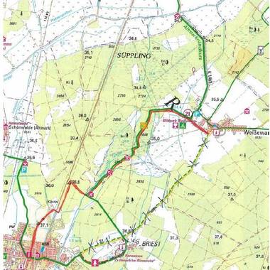 Kartenausschnitt mit dem Verlauf der Umleitungsstrecke für den Radverkehr