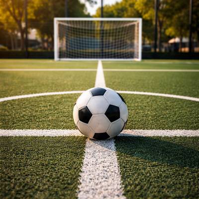 KI-generiertes Bild von einem Fußball im Vordergrund und einem Tor im Hintergrund